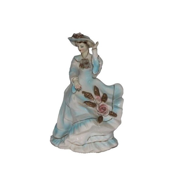 Vintage Arnart 7932 Beautiful Flower Girl In Blue Figurine - Picture 1 of 7